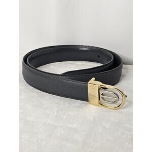 Vintage Gray Full Grain Belt Genuine Leather Mens 38 Round Buckle 2912